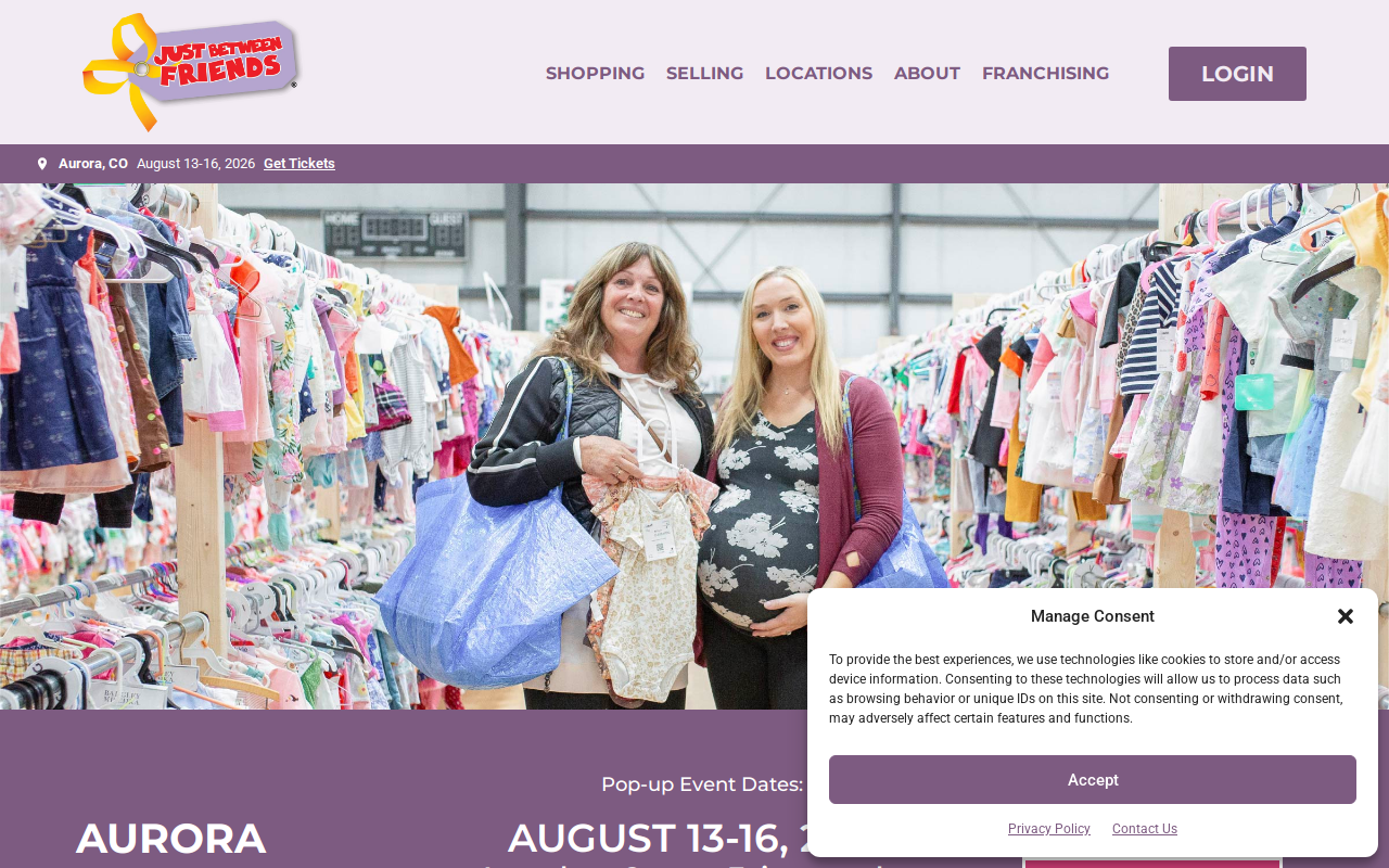 Just Between Friends Aurora (Events in March & August) website preview