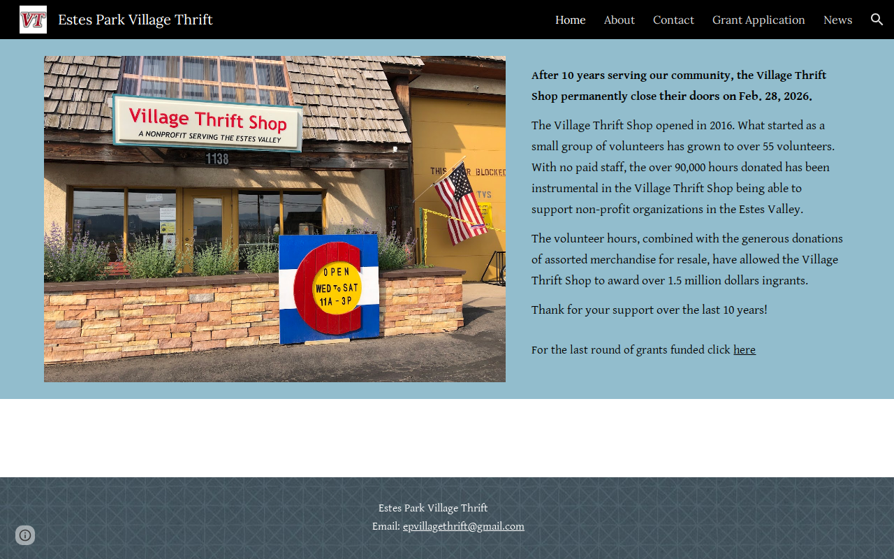 Village Thrift Shop website preview