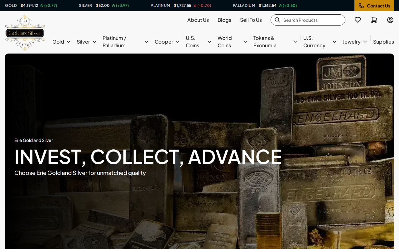 Erie Gold and Silver website preview