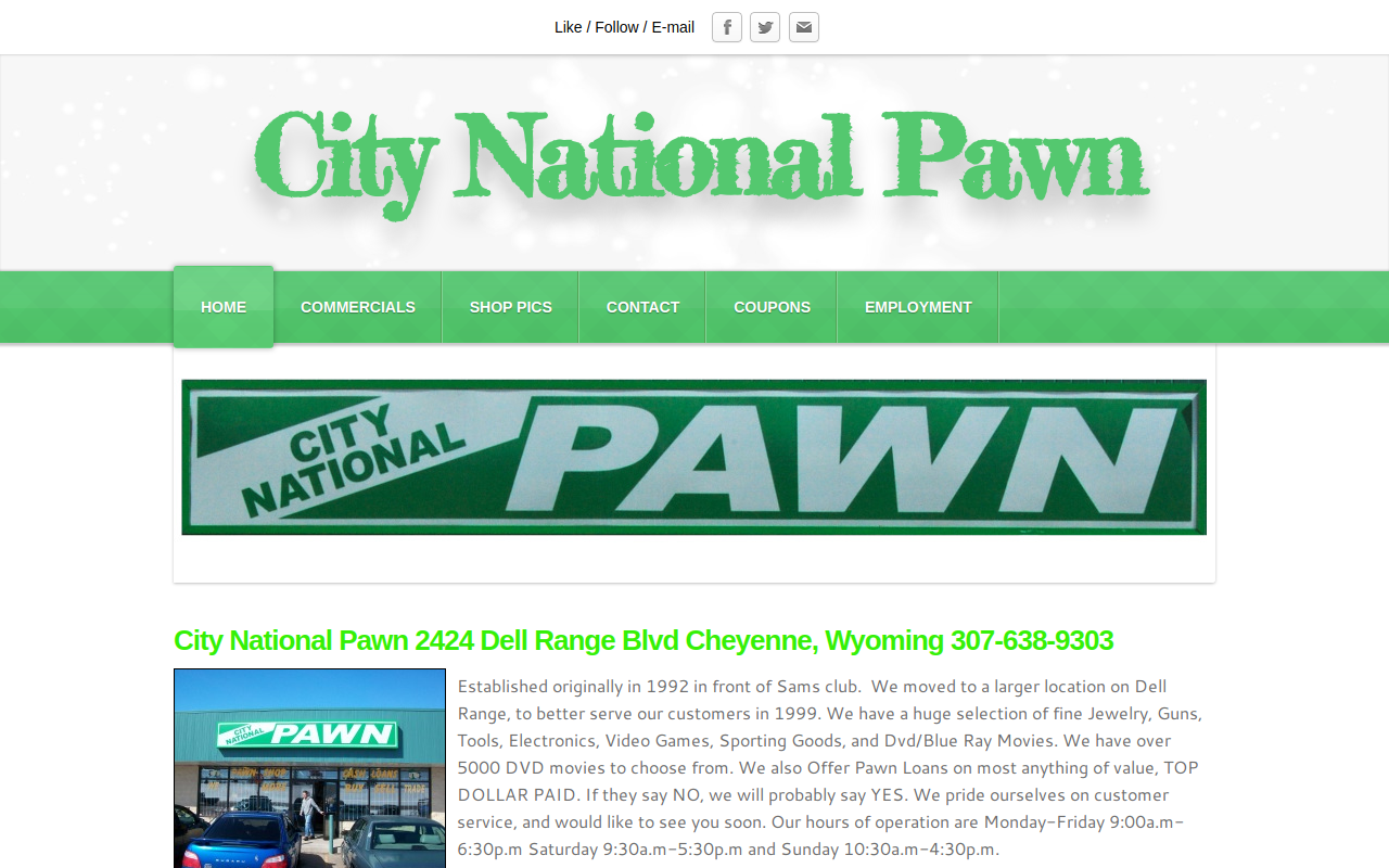 City National Pawn website preview