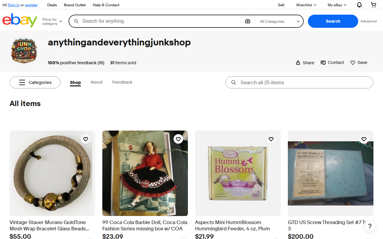 Anything and Everything Junk Shop LLC website preview