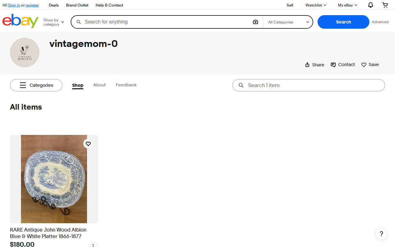 Vintage Moments Shoppe website preview