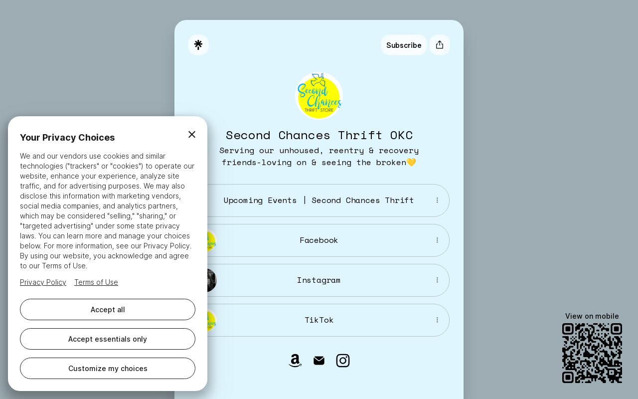 Second Chances Thrift Store website preview