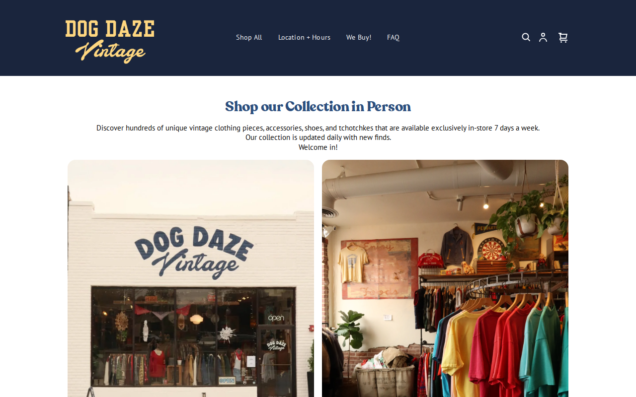 Dog Daze Vintage website preview