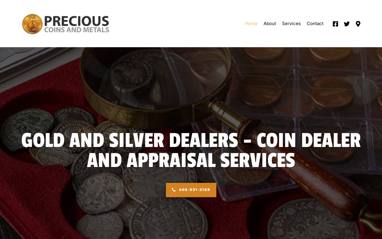 Precious Coins and Metals website preview