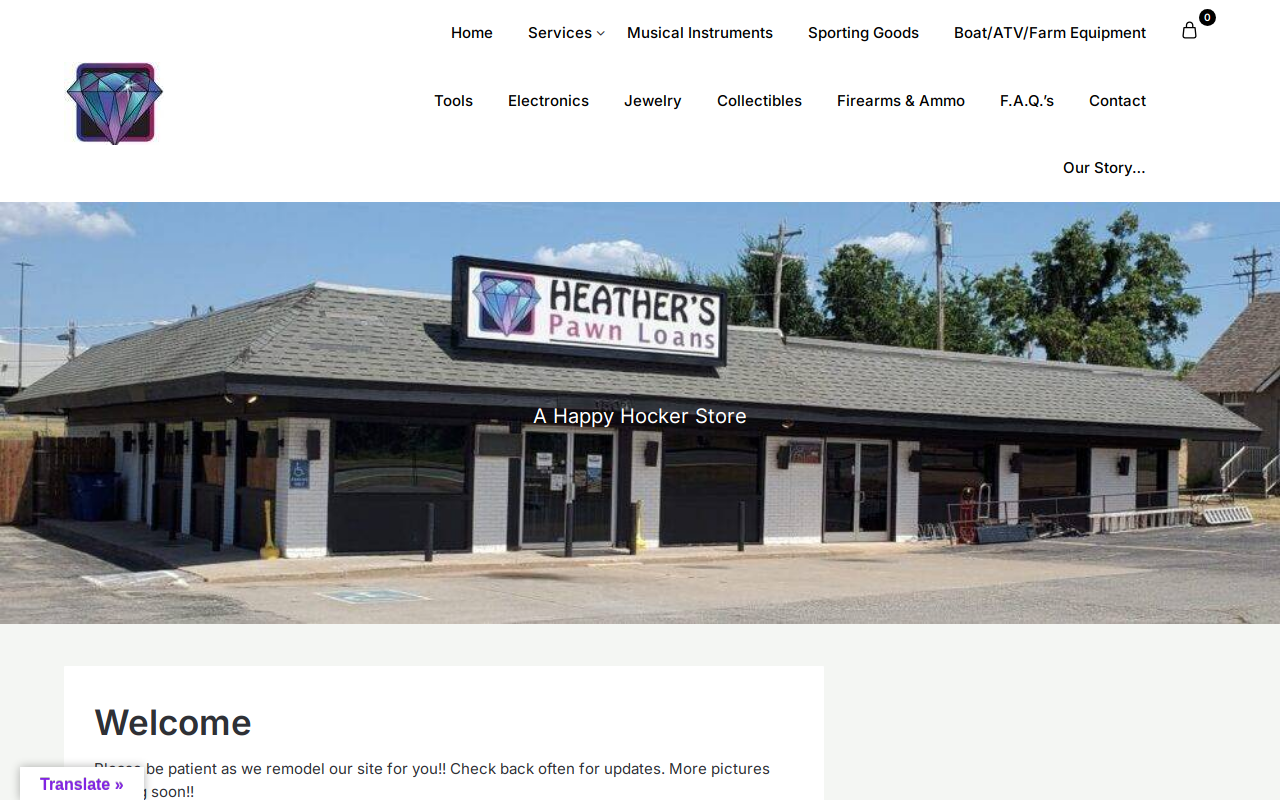 Heather's Pawn Loans website preview