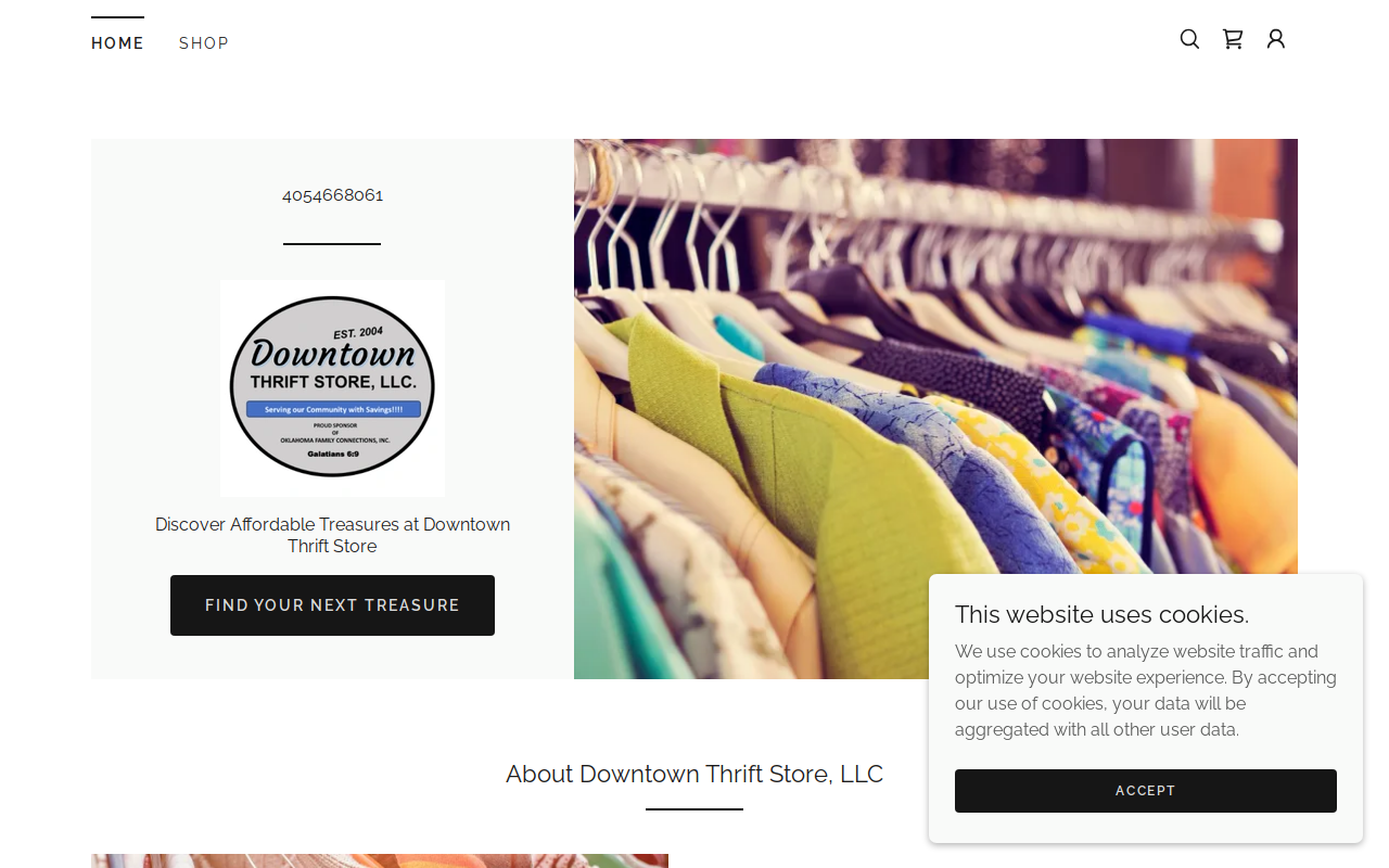 Downtown Thrift Store, LLC. website preview