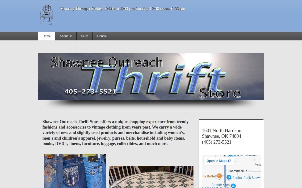 Shawnee Outreach Thrift Store website preview