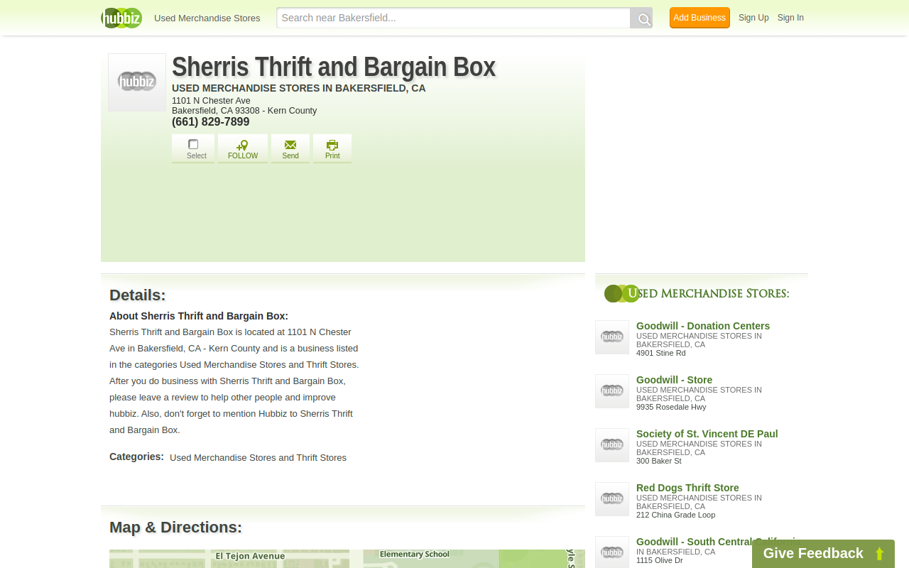 Sherris Thrift & Bargain Box website preview