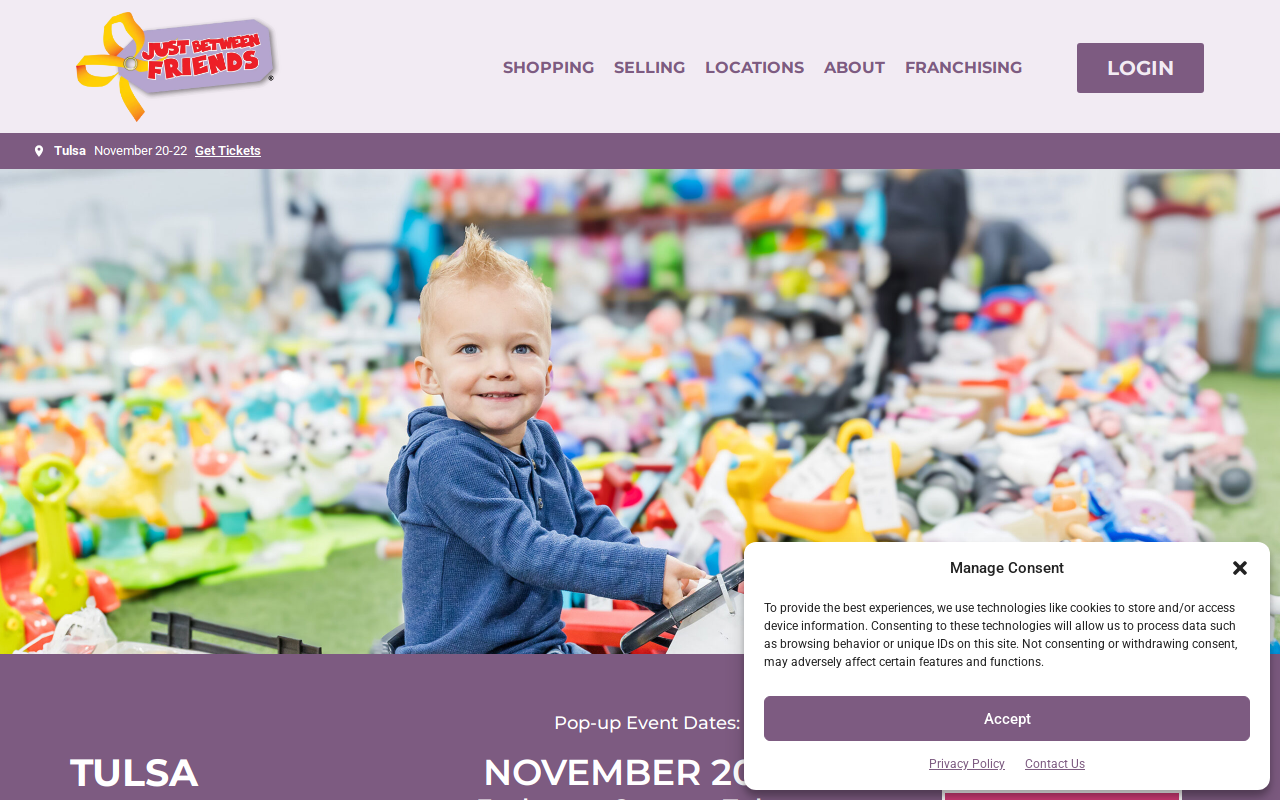 Just Between Friends website preview