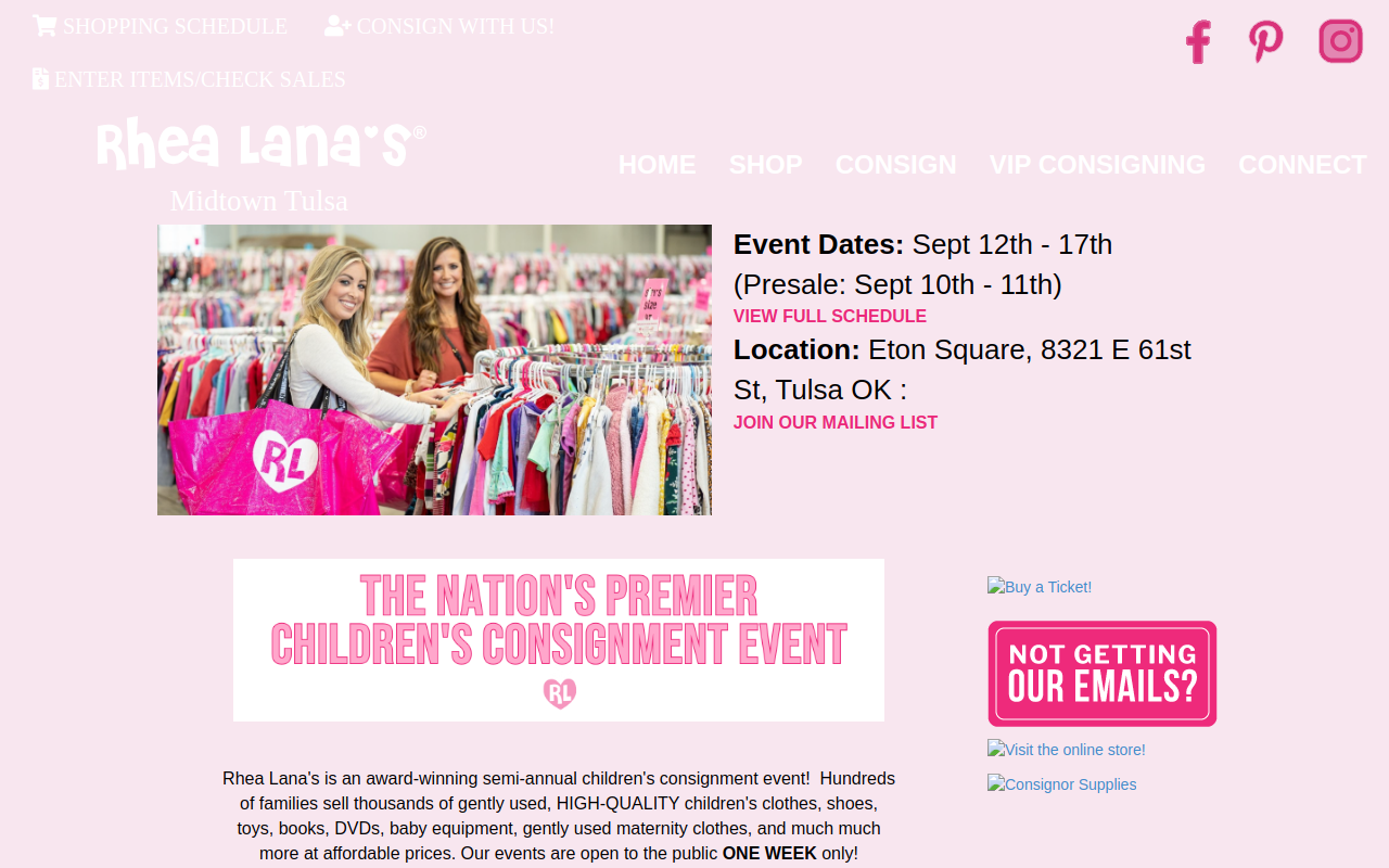 Rhea Lana's of Midtown Tulsa website preview