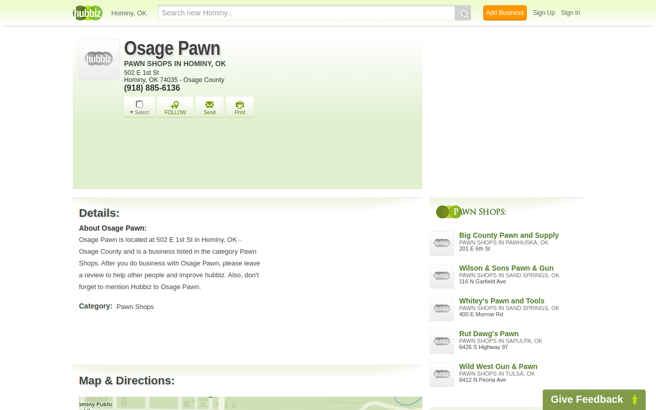 Osage Pawn website preview