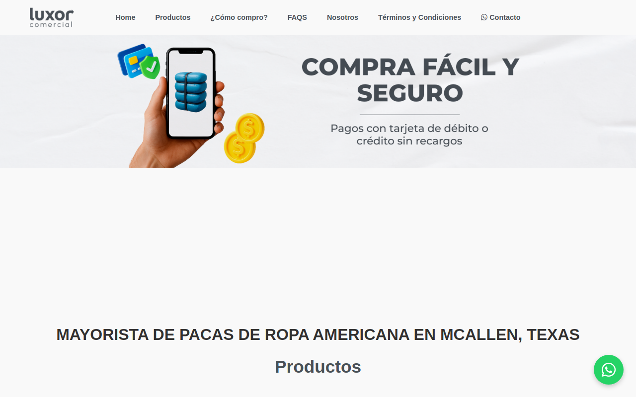LUXOR Ropa Usada website preview