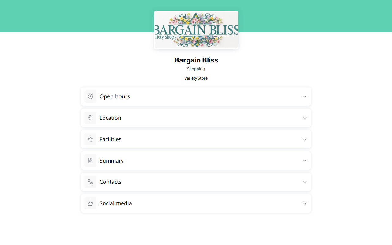 Bargain bliss variety shop website preview