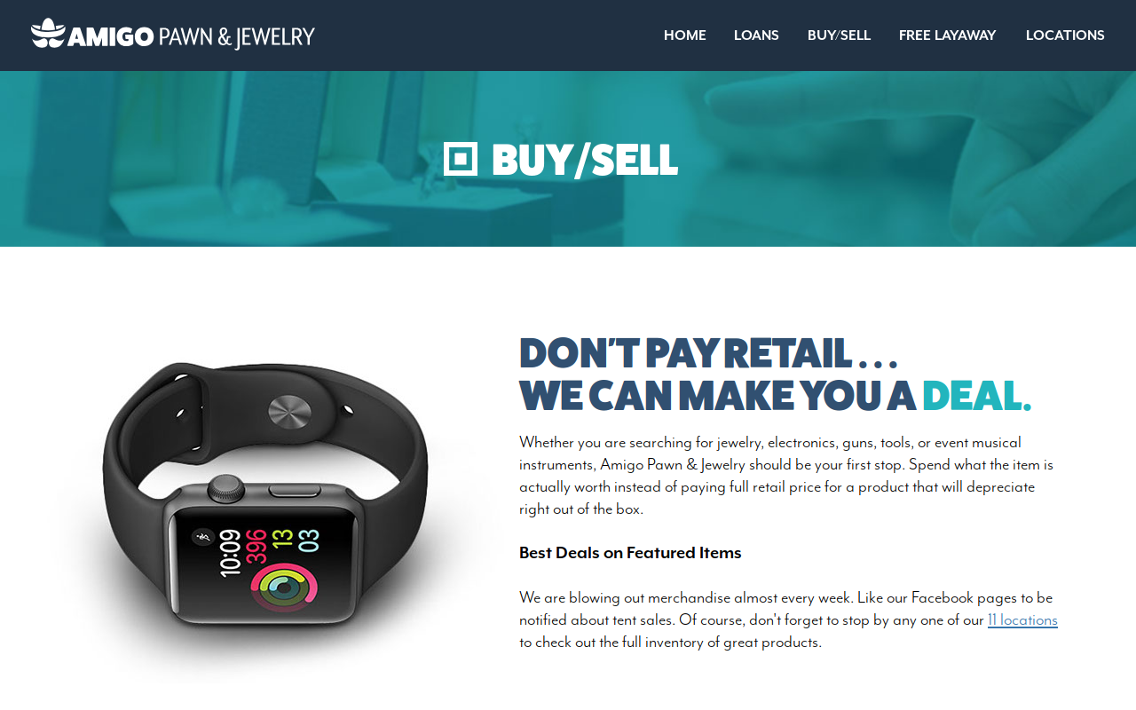 Amigo Pawn and Jewelry website preview