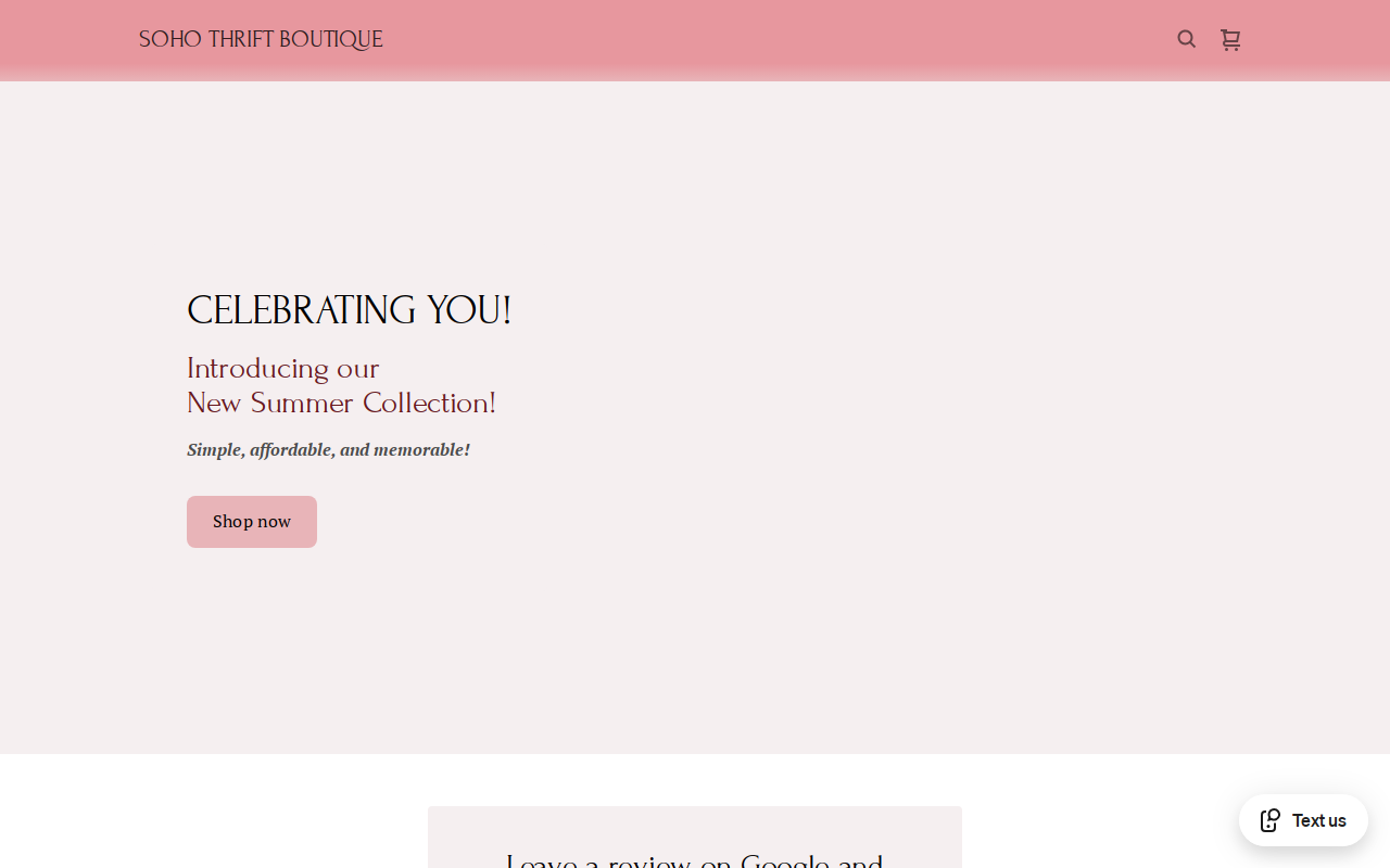 Soho Thrift Boutique website preview