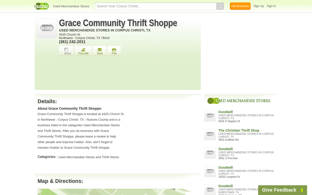 Grace Community Thrift Shoppe website preview