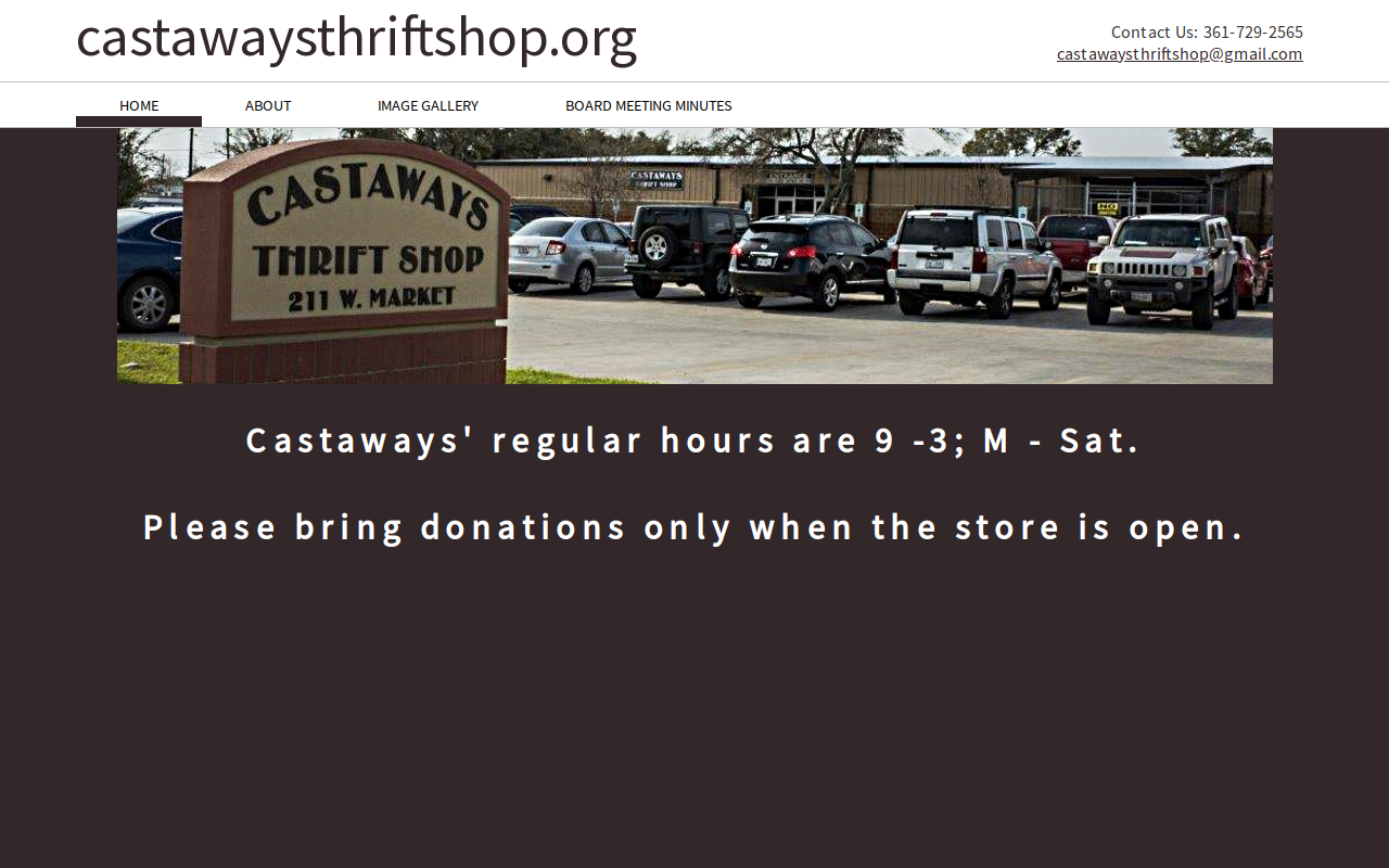 Castaways Thrift Shop website preview
