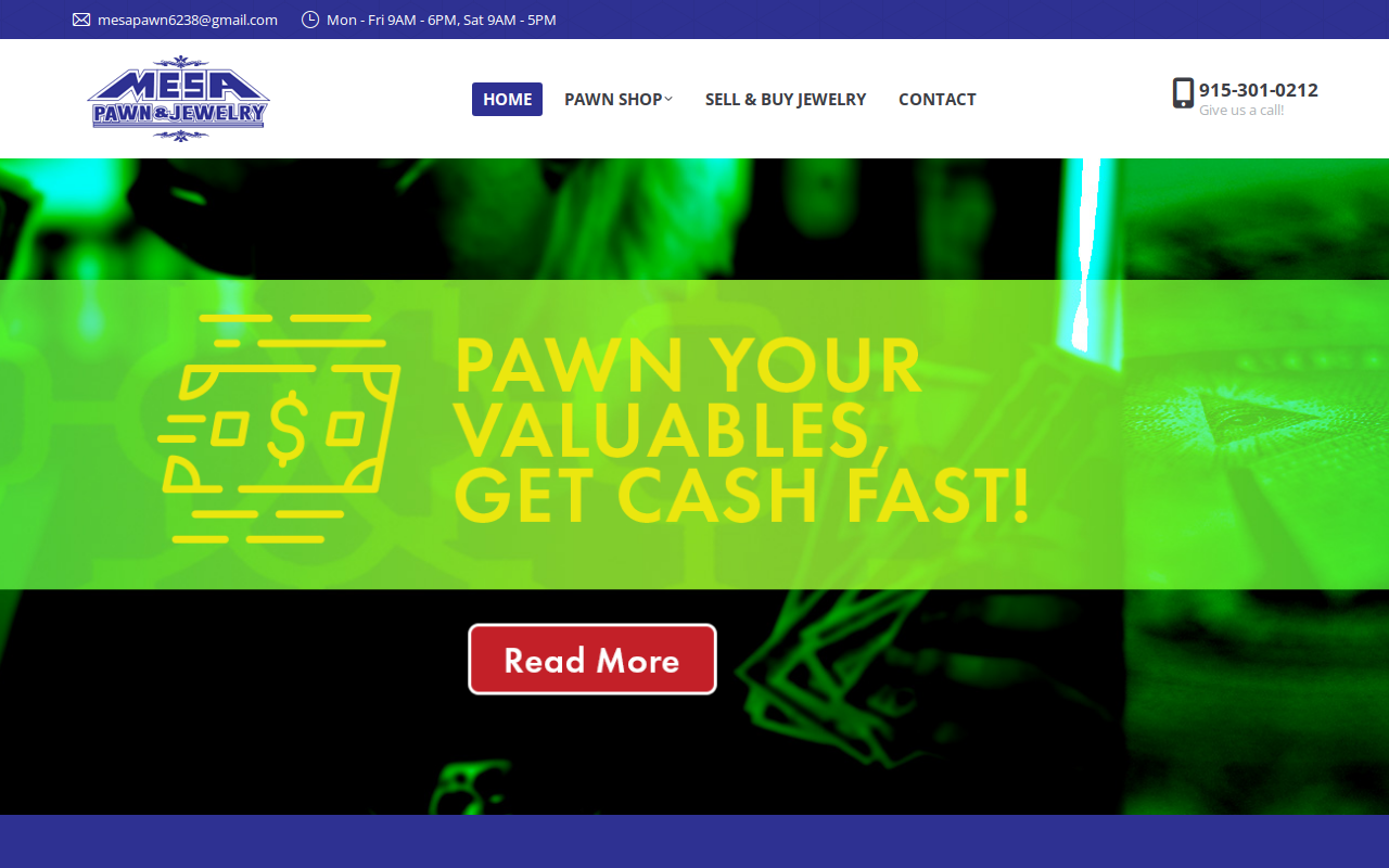 Mesa Pawn and Jewelry website preview