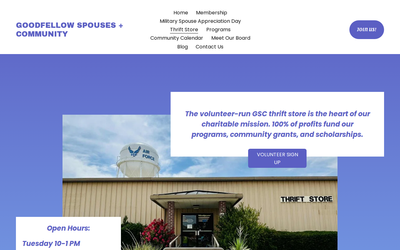 Goodfellow Spouses and Community Thrift Store website preview