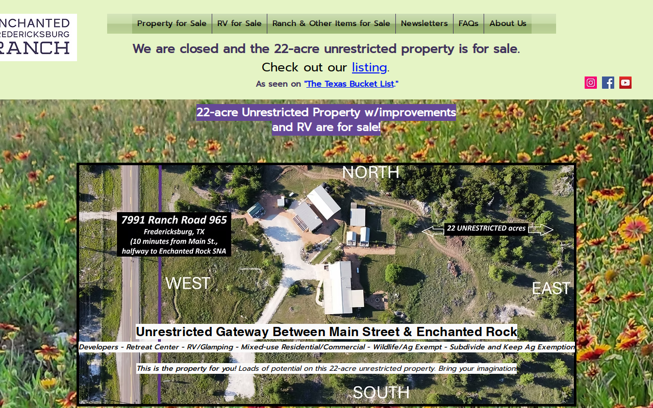 Enchanted Fredericksburg Ranch website preview