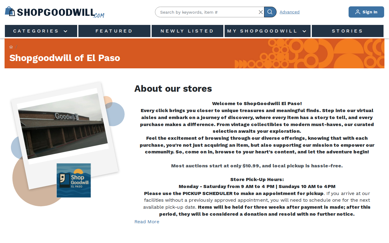 Goodwill Industries of El Paso website preview