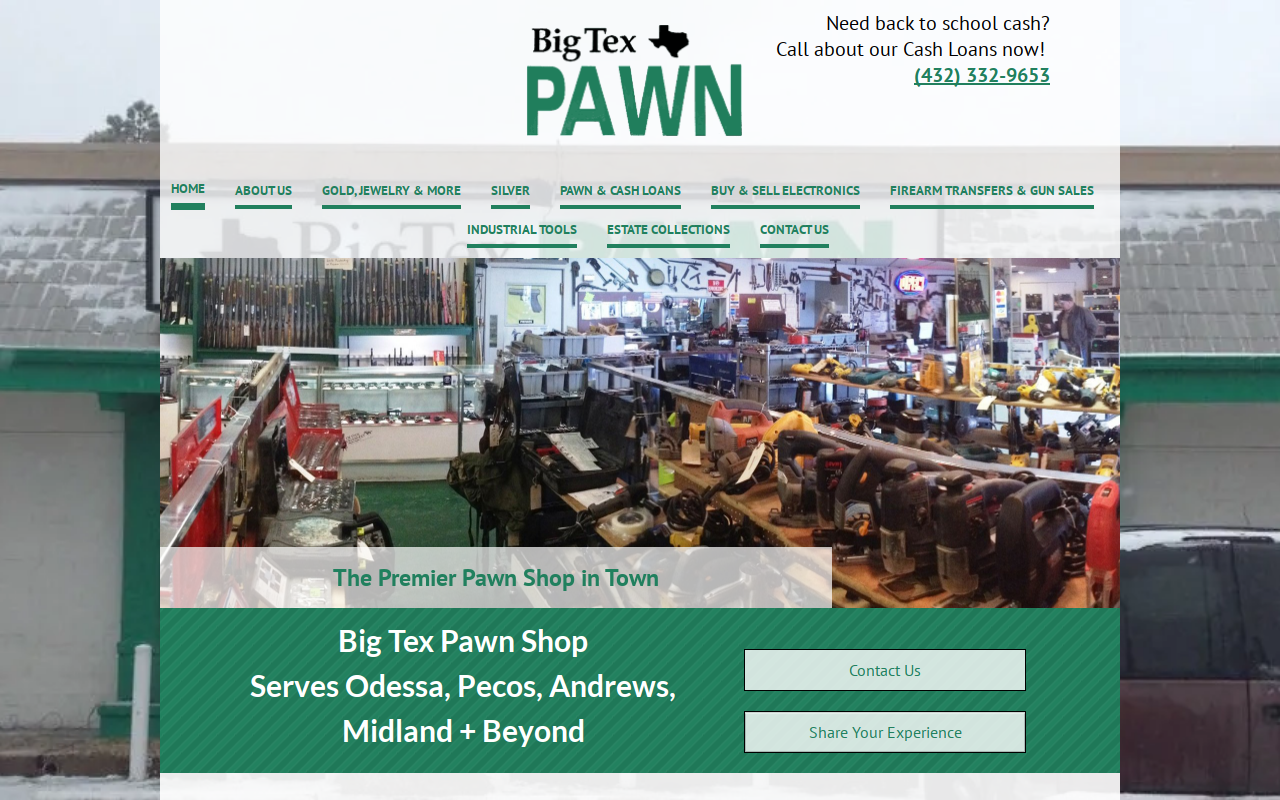 Big Tex Pawn Shop website preview
