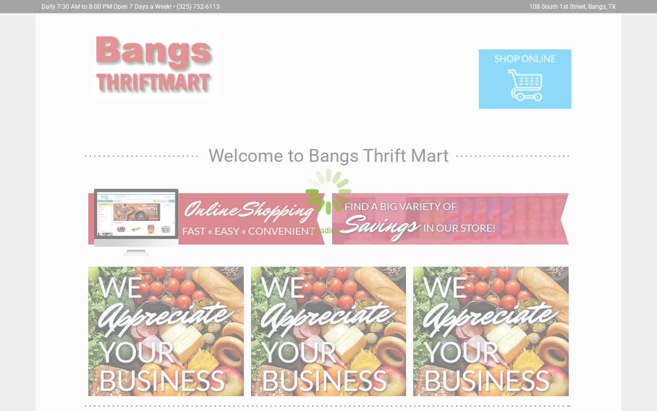 Bangs Thrift Mart website preview