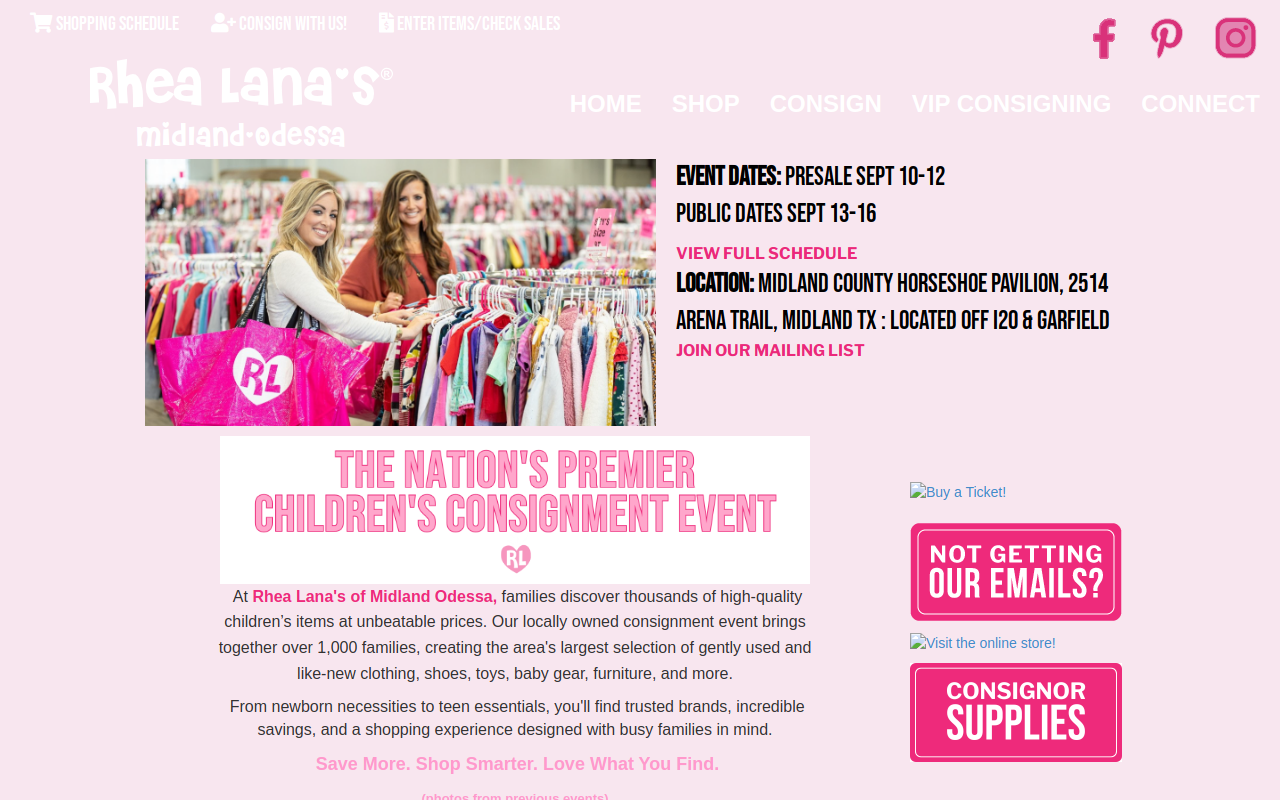 Rhea Lana's of Midland-Odessa website preview