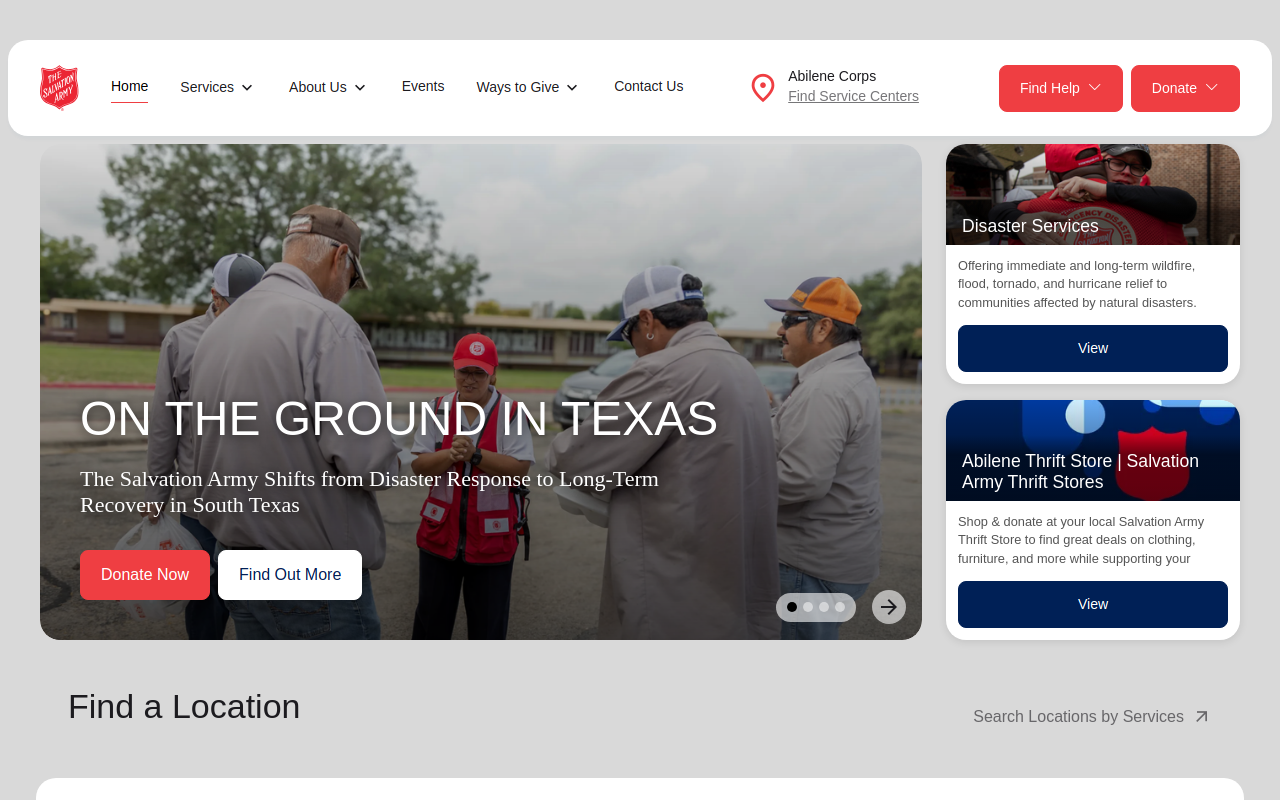 The Salvation Army of Abilene website preview