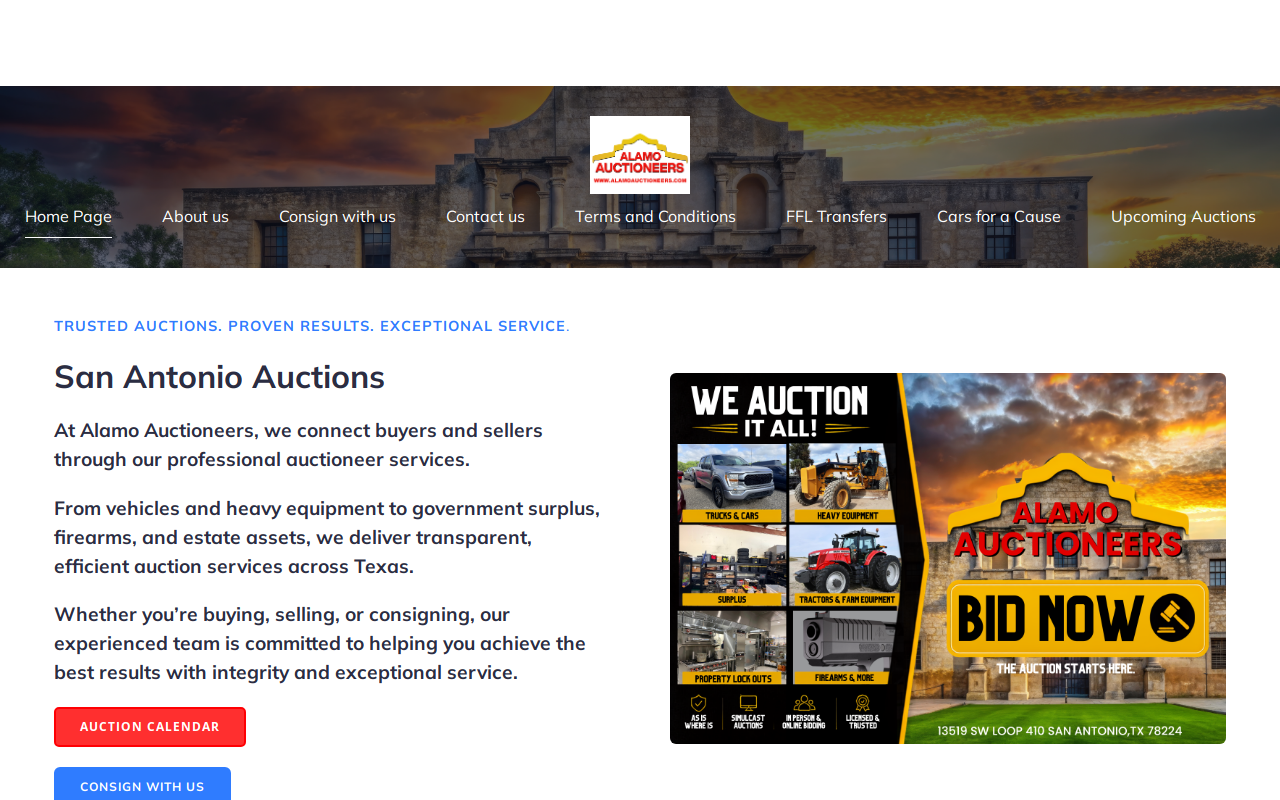 Alamo Auctioneers website preview