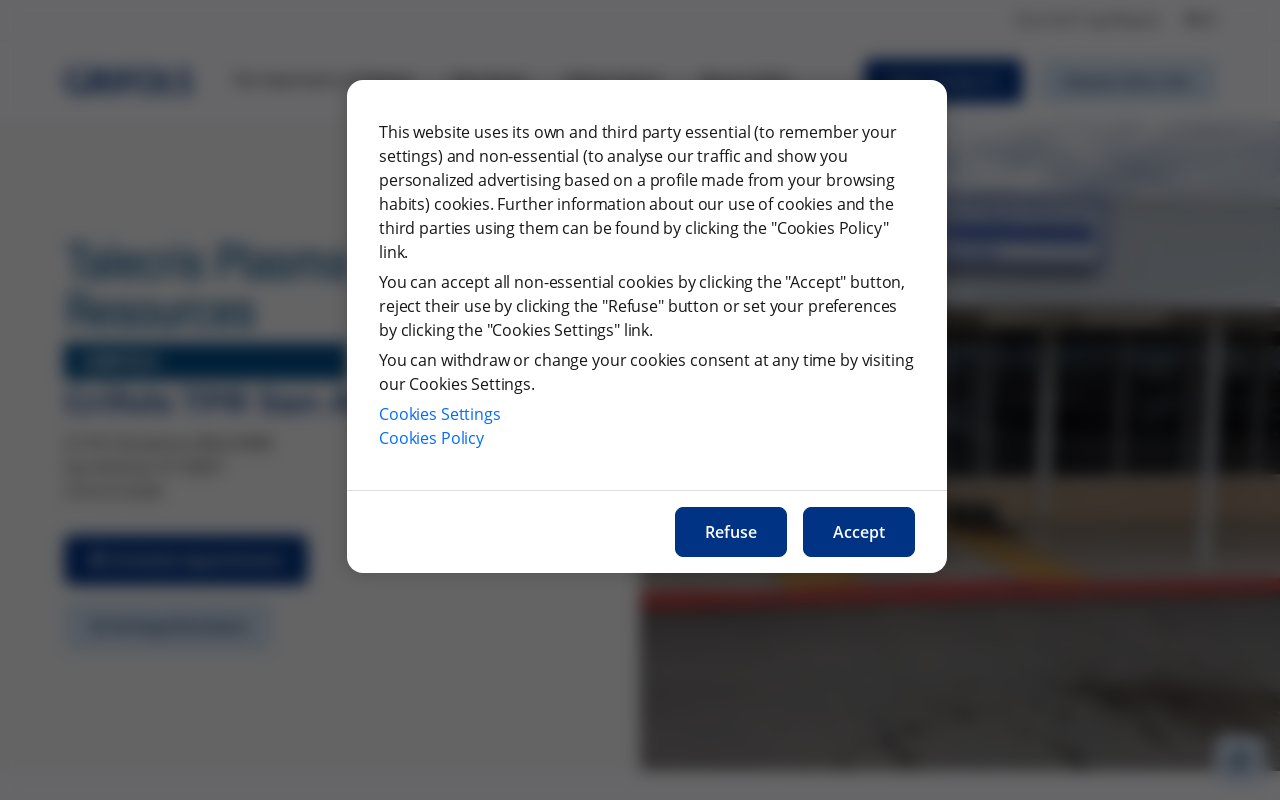 Grifols Talecris - Plasma Donation Center website preview