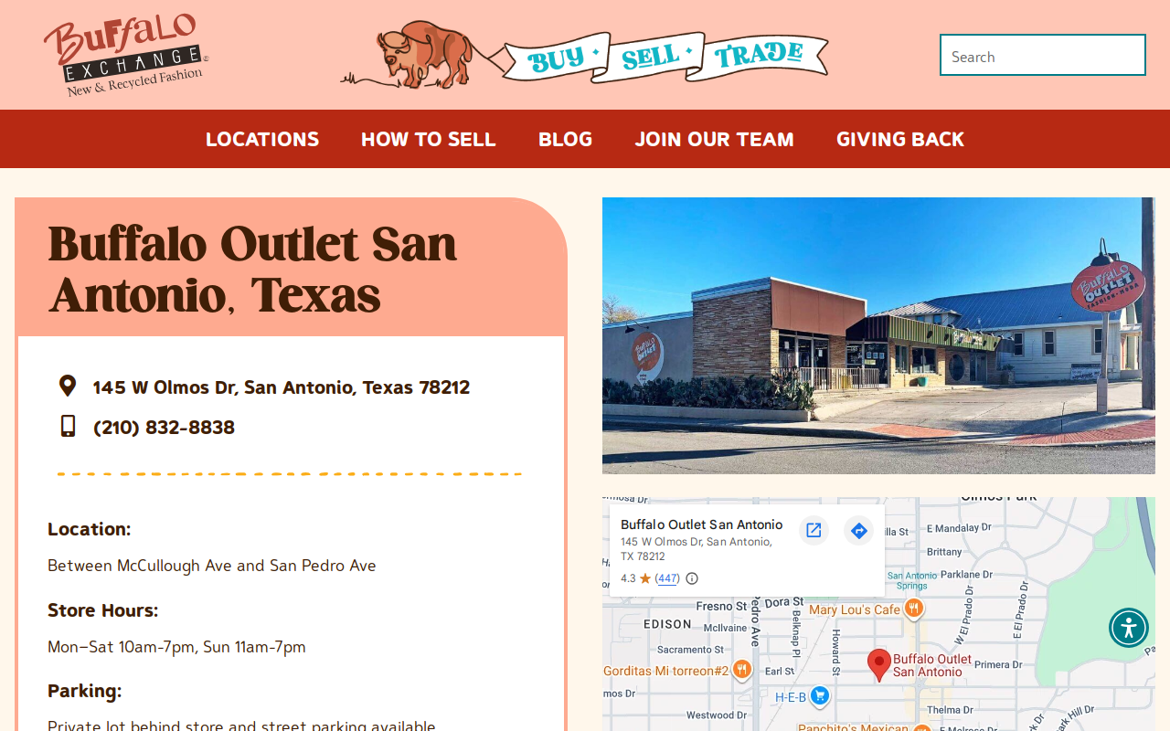 Buffalo Outlet San Antonio website preview