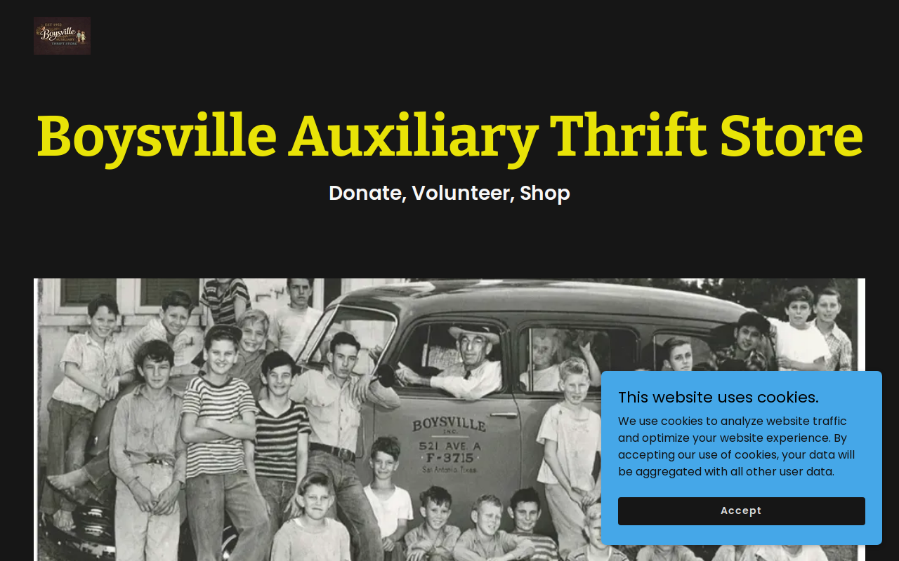 Boysville Auxiliary Thrift Store website preview