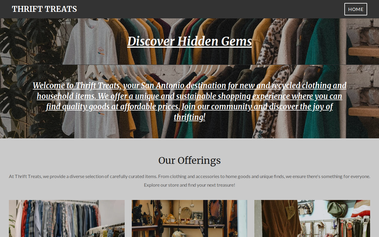 Thrift Treats LLC website preview