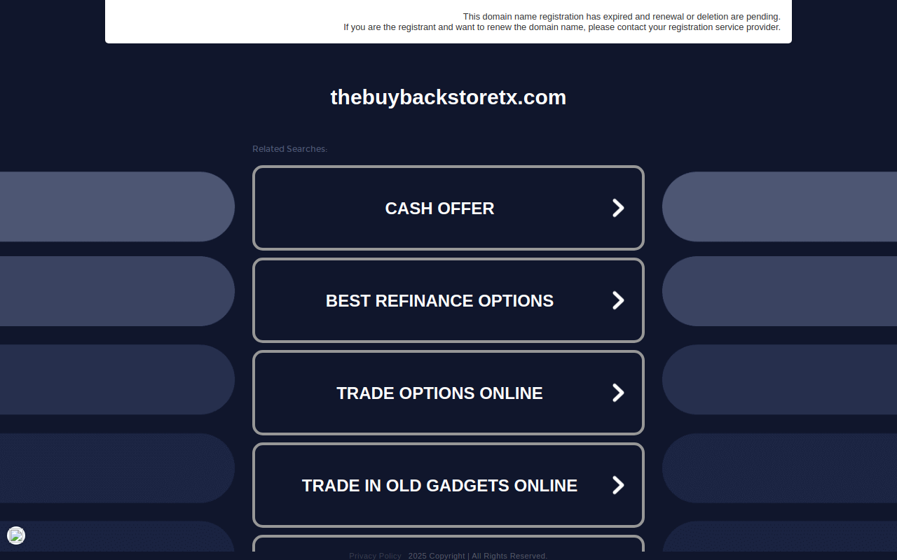 the buy back store website preview