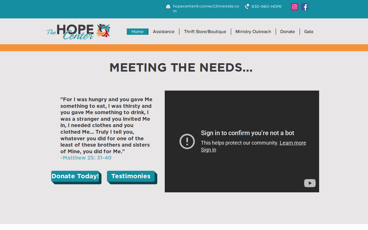 The Hope Center Thrift Store/The Boutique website preview