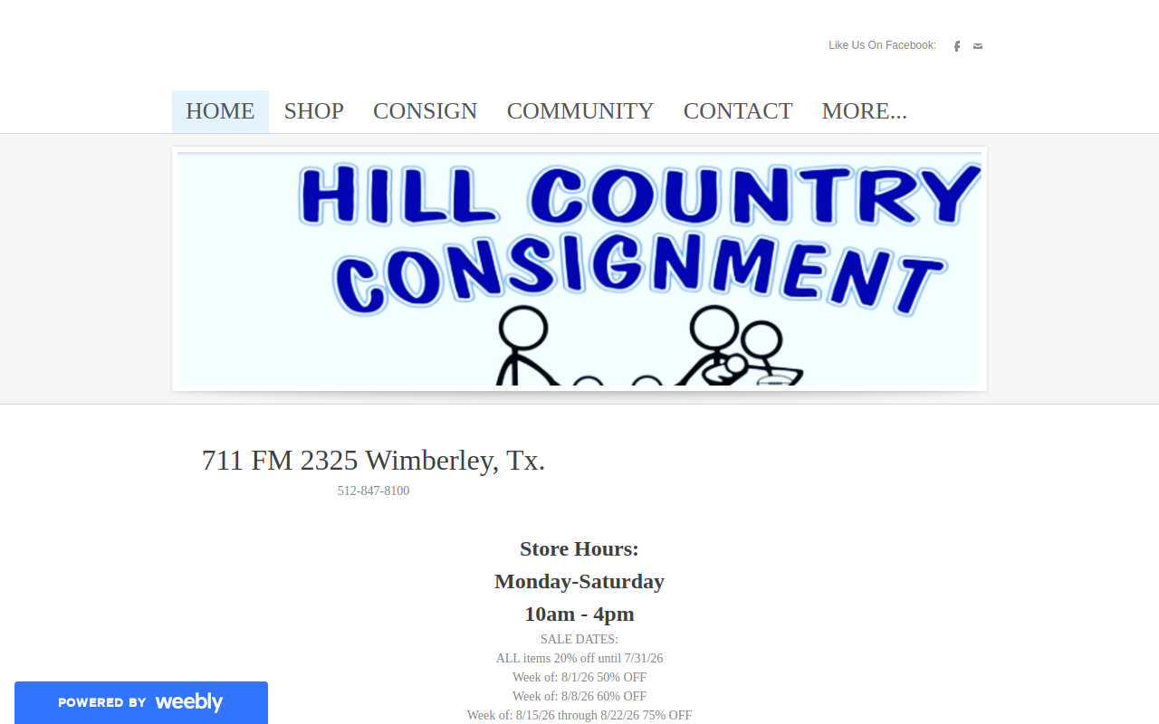 Hill Country Consignment website preview