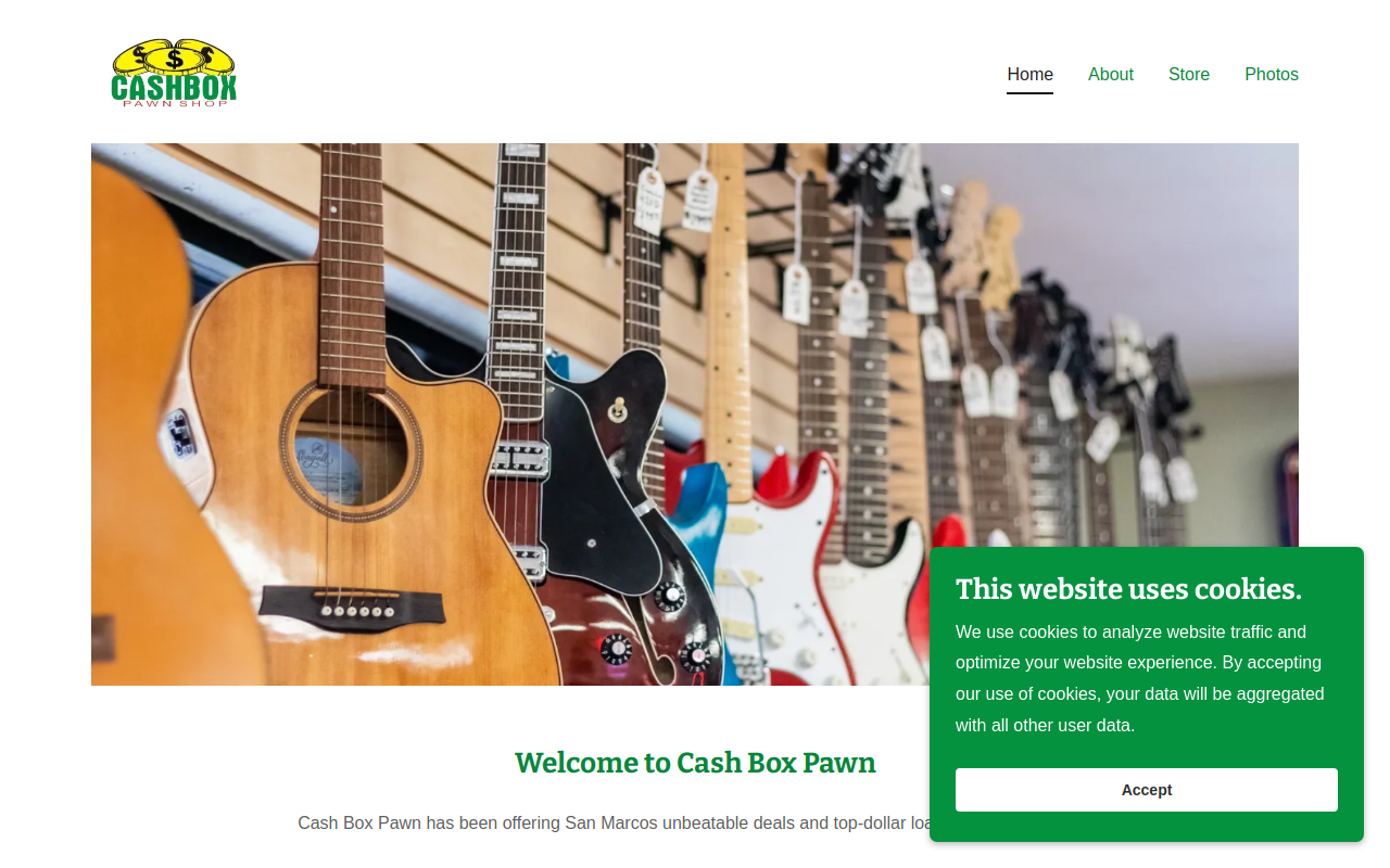 Cash Box Pawn - Guadalupe St. website preview
