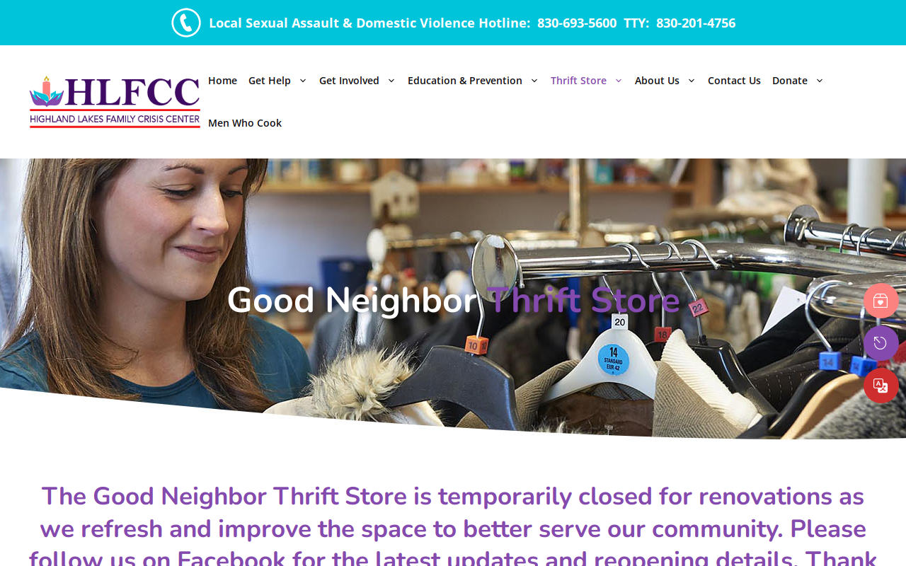 The Good Neighbor Thrift Store website preview