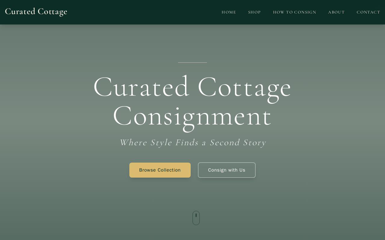 Curated Cottage Consignment website preview