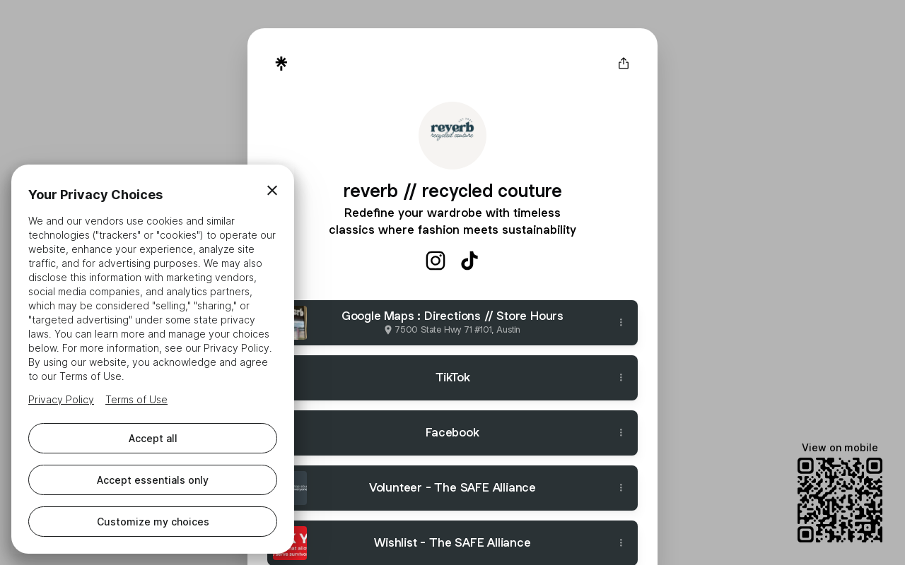 reverb // recycled couture website preview