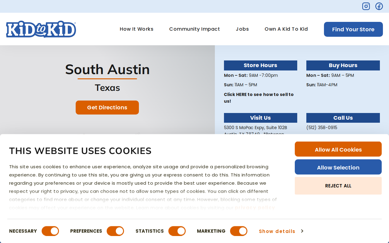 Kid to Kid South Austin website preview