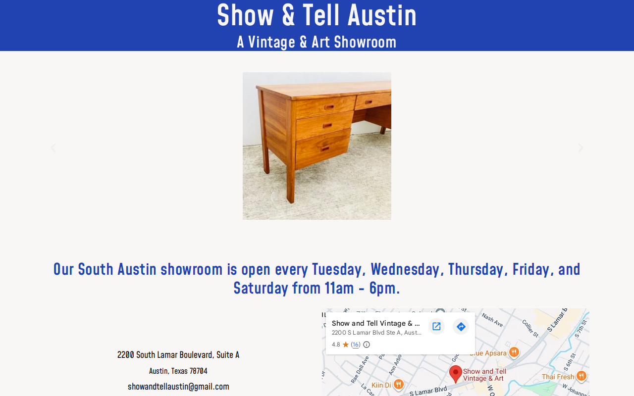 Show and Tell Vintage and Art website preview