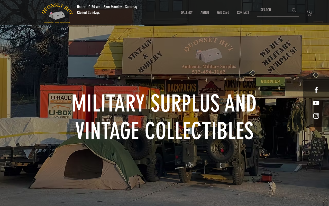 Quonset Hut Vintage Military Surplus website preview