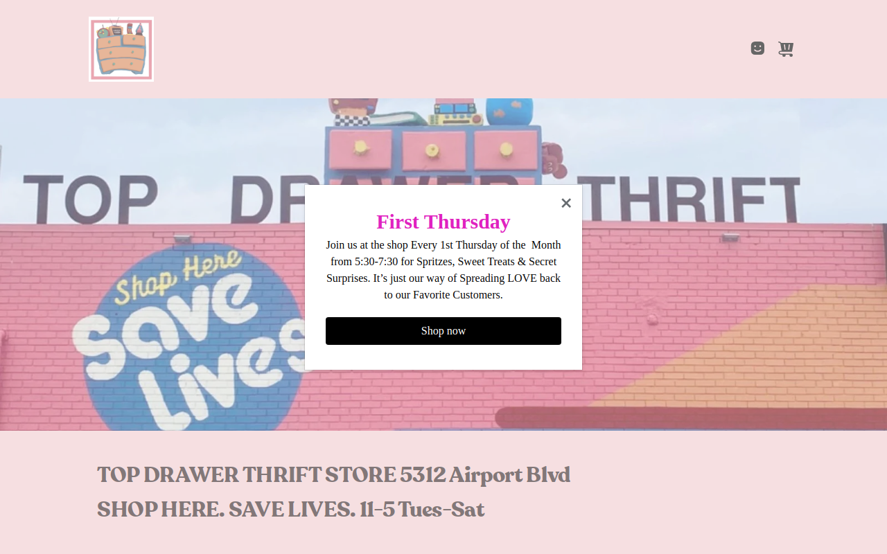 Topdrawerthrift website preview