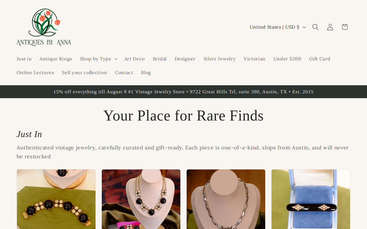 Antiques by Anna website preview