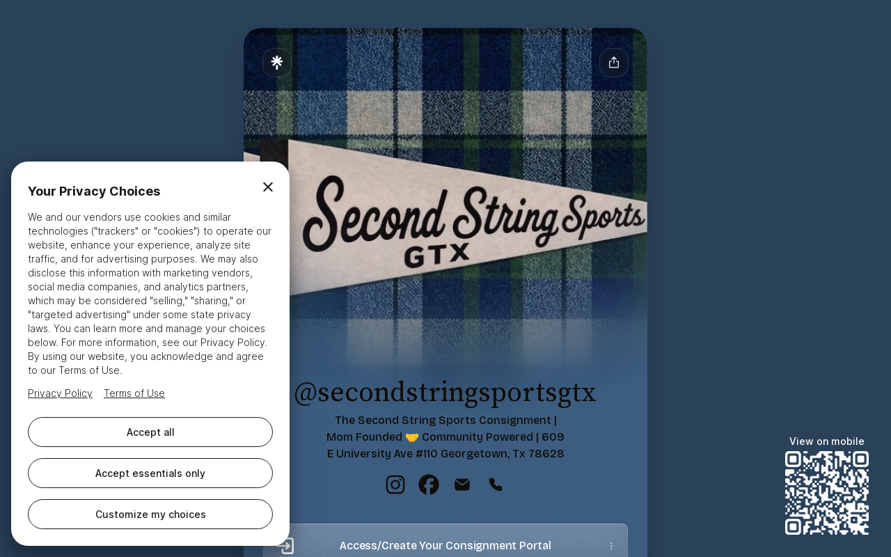 The Second String Sports Consignment website preview