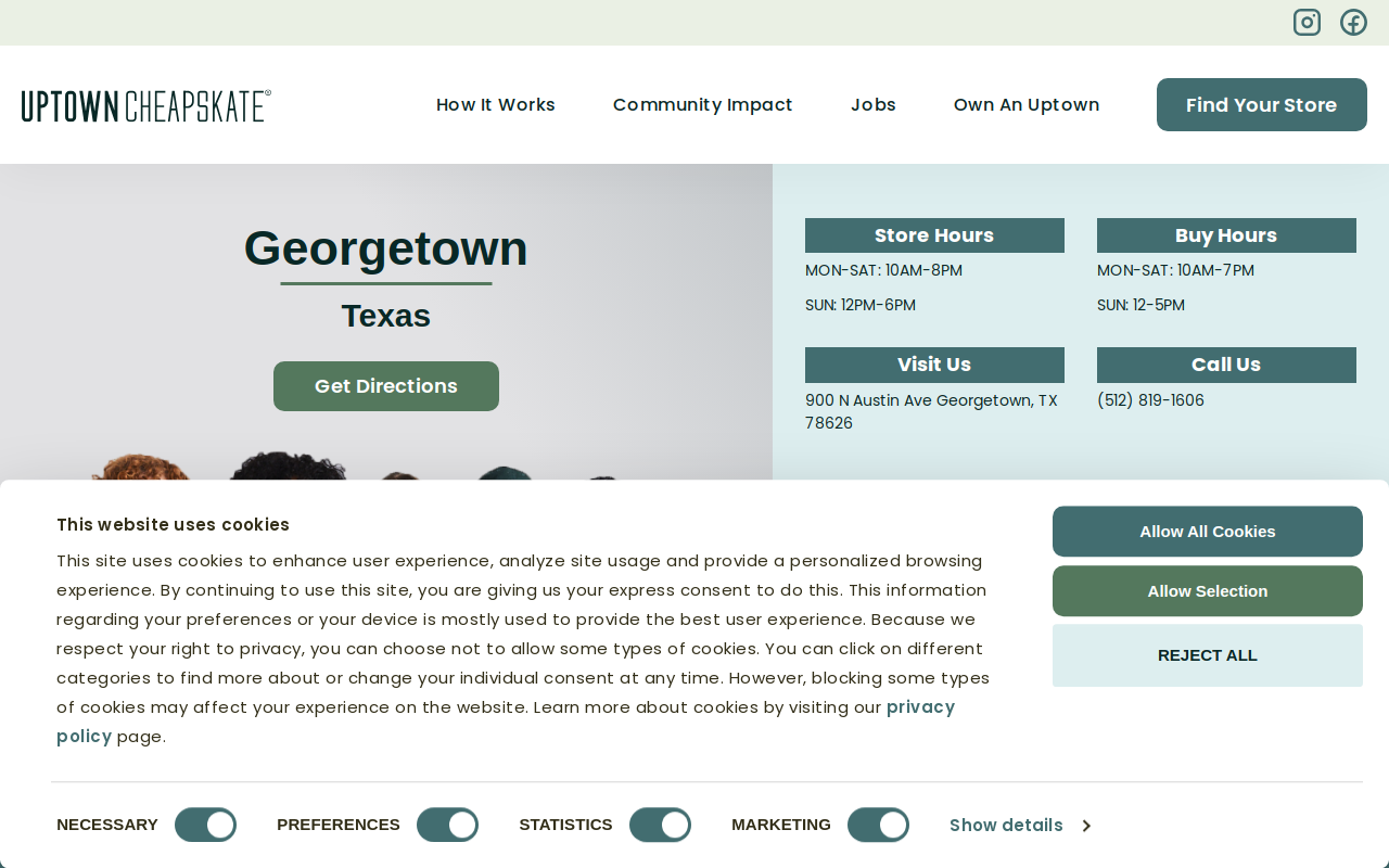 Uptown Cheapskate Georgetown website preview