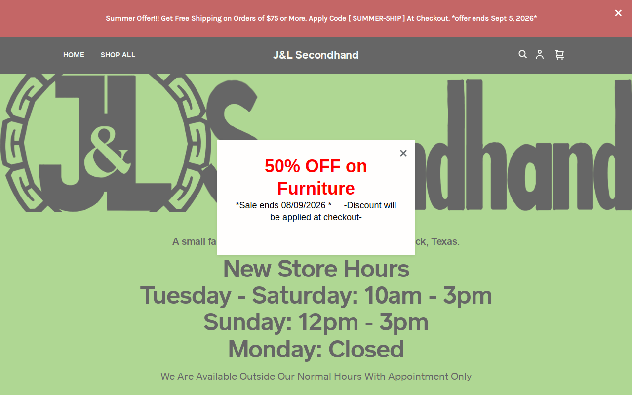 J&L Secondhand website preview